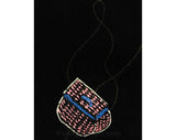 1940s Men's Tie - 40s Hand Painted Fly Fishing Novelty Theme - Lure Wicker Bag Rod & Reel Fish Net - Mens Necktie - 40's California - 45617