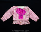 FINAL SALE 2T Girls Costume Dress - 1960s South American Toddler - As Is Rough Condition - Pink 18th Century Style Top Embroidered Skirt