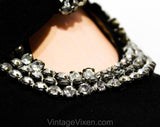 Size 8 Black Evening Shoes - Glam 1960s Cocktail Party Pumps - 60s Designer Bruno Magli - Crepe & Sparkling Rhinestones with Bow - 8M