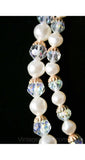Classic 1950s Necklace - White Beaded Faux Pearls & Filigree - 50s Double Strand - Mid Century Glamour Jewelry by Laguna - Pretty Piece