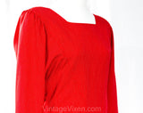 Size 6 Red Designer Dress - 1980s Minimalist Post Modern Design by Ungaro - Long Sleeve Square Neck 80s Pinstripe Office Sheath - Waist 29.5