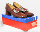 Size 5 1960s Rust Brown Shoes - Never Worn - Faux Textured Leather Pumps - Hipster 60s Mod Style - 1960's Deadstock with Box - 5B - 45937-5