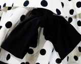 Size 10 Polka Dot Dress - Designer Guy Laroche 1950s Inspired Summer Party Cocktail - Black & White Cotton with Peplum Tier Skirt - Waist 28