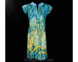 Size 4 Hawaiian Summer Dress - 1960s Tropical Floral Tea Timer - Made By Liberty House Waikiki - 60s Tiki Lounge Border Print - Bust 34