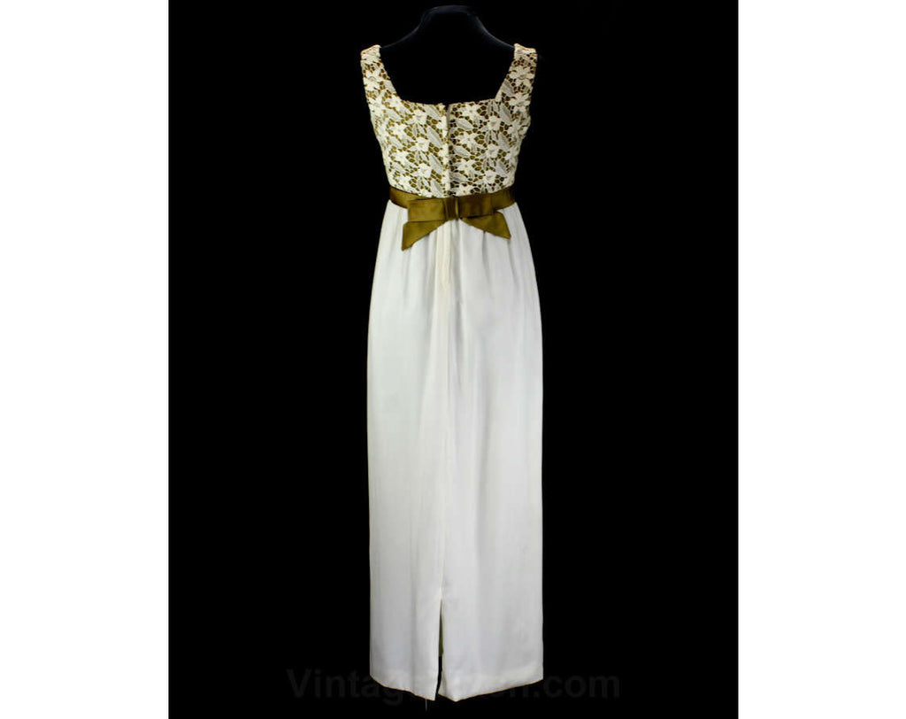Size 6 Evening Dress - 1960s Empire Waist Formal Gown - Elegant 60s Wh Vintage Vixen Clothing Size 6 Evening Dress - 1960s Empire Waist Formal Gown - Elegant 60s Wh Vintage Vixen Clothing
