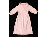 Girl's 4T 1950s Pink Chenille Robe - Child's 50s Two Tone Cotton House Coat - Wrap Front Girly Bathrobe with Tie - Fuzzy Flowers - Chest 24