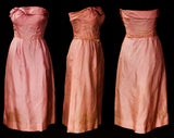 As Is XXS 1950s Rose Pink Strapless Dress & Jacket - 50s Bombshell Size 0 Summer Suit - Marilyn Pin Up Look - 1950's Henri Bendel - Waist 23