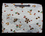 Novelty Print Fabric - Almost 1 Yard x 48 Inches Wide - 1970s Cherries Nuts & Mushrooms - 70s Soft Casual Knit - Brindled Blue Brown Red
