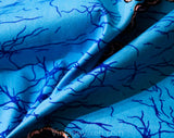 1960s Cotton Dragon Batik Print Fabric - 1.8 Yards Turquoise Blue & Black Panel Yardage - 60s 70s Summer Bohemian Border Print Sarong Wrap