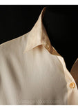 Size 10 Ivory Shirt - Sophisticated Cream Silky Crepe Office Blouse - Mint Condition - Short Sleeved Top - 70s Dalton - Bust 36.5 - 36064-2
