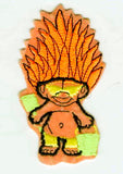 1990s Troll Patch - Alternative Pop Culture 90s Applique for Jacket - Kiddy Iconic Toys - Big Orange Hair - Summer Troll At Beach - 48303