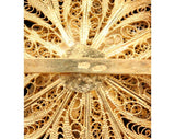 Airy 10KT Gold & Silver Filigree Pin with Carnelian Detail - Made In Italy - 50s Brooch - Spring - Orange - Italian - Deadstock - 40130-1