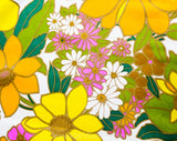 60s Summer Floral Fabric - Mod 1960s Orange Green Yellow Polished Cotton Yardage - 1 Yard x 54" Wide - Beautiful Quality Daisy Print Chintz