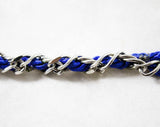 Beautiful Indigo Blue Spiral Cord Gold Chain Hip Belt - Any Size - Summer Waist Jewelry - Accessocraft NOS - 1960s Woven Brass Links