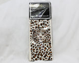 Leopard Print Stockings ca. 1985 in Original Package - Furry Animal Face Caramel Black & White Nylon Knit - Designer Knee High Socks - NIP