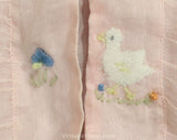 Baby Girl's 1930s Jacket - Size 3 to 6 Months - Authentic 30s Infant Child's Pink Organdy Top with Baby Animals Embroidery - Chest 18
