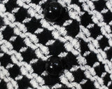 Size 4 Karl Lagerfeld Jacket - 90s Black & White Wool Hip Length Blazer - 1990s Designer Label Made in France - Half Sleeves - Bust 36