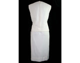 Size 10 White Dress - Glam 1950s Crepe Cocktail Dress Set with Rhinestones & Pearls - 'Lucinda' Tag - NOS 50s Deadstock - Bust 37.5 - 41165