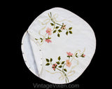 Wild Roses Antique Pillowcase - Pink & Green Society Silk Embroidery Victorian Linen - Round Circle Flowers Pillow Cover - Art Nouveau 1900s