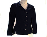 Size 8 50s Suit Jacket - 1950s Navy Silk Blazer with Beautiful Metal Buttons - Dark Blue Tailored Jacket - Classic Beauty - Bust 35 - 48800