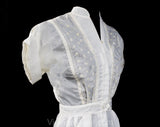 Size 4 Nurse Uniform Dress - Small 1950s 60s White Diner Style Dress - Short Sleeved Summer Sheer Nylon - Perky Pin Up Girl - Waist 25