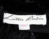 Size 10 Black Skirt - Plush Velvet Formal Wrap Style Skirt - Designer Lillie Rubin - Tulip Hem - Medium - 1980s 1990s - Waist 30 - 45872