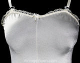 Size 2 White Full Strapless Slip with Convertible Optional Straps - 1970s 1980s Lingerie - Shimmery Nylon Tricot & Lace Underslip - Bust 32