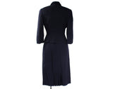 Size 2 Navy 1950s Suit - XS Small 50s Dark Blue Tailored Jacket & Fitted Skirt - Spiral Gold Buttons and Scallops - RothLeCover - Waist 24