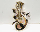 Baby Pegasus Pin - Darling 1950s Novelty Brooch - Flying Over A Cloud - Hand Painted - Shell - Rhinestone - Winged Horse - 50s - 42688