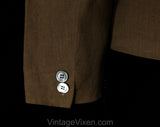 Size 10 Karl Lagerfeld Suit Jacket - 1990s Brown Linen Designer Trench Style Blazer - 80s 90s Business Wear - KL Label Germany - Bust 37