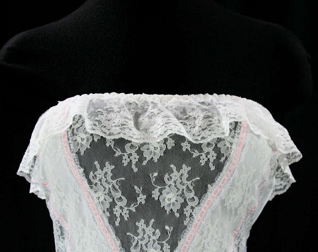 Small Sexy Strapless Teddy - Size 6 White & Pink 1980s Negligee - Jeze Vintage Vixen Clothing Small Sexy Strapless Teddy - Size 6 White & Pink 1980s Negligee - Jeze Vintage Vixen Clothing