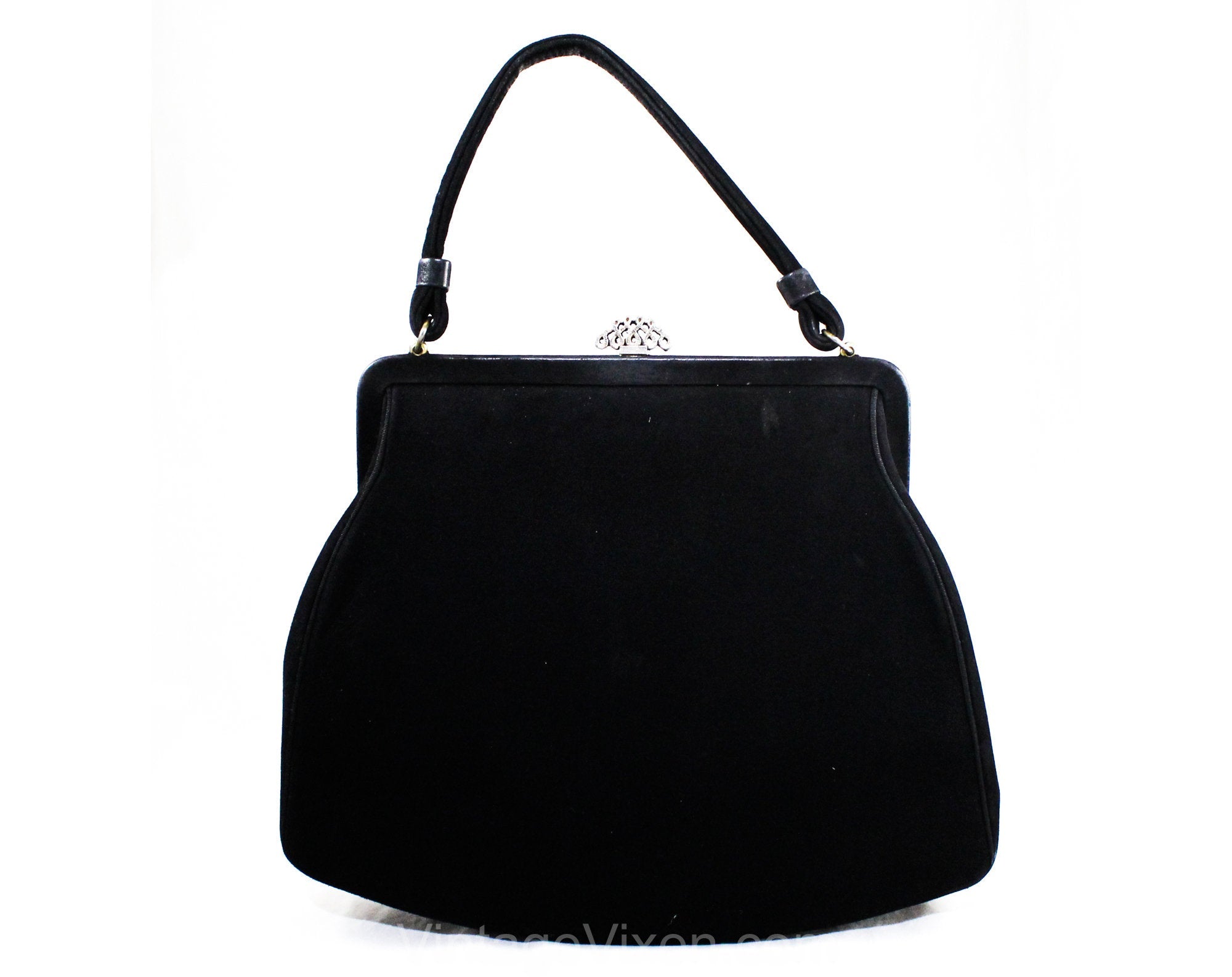 1950s Large Black Purse - 50's Lewis Fine Suede Bag - Mid Century Hand –  Vintage Vixen Clothing