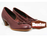 Size 7 N Leather Shoes - Dexter - High Quality Sophisticated 1980s Deadstock - Fine Oxblood Brown Leather - Stacked Wood Heel - 7N - 43607-1