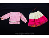 FINAL SALE 2T Girls Costume Dress - 1960s South American Toddler - As Is Rough Condition - Pink 18th Century Style Top Embroidered Skirt