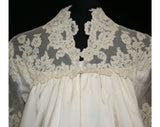 Size 8 Wedding Dress - Fine Alencon Lace & Satin Empire 60s Bridal Gown by Priscilla of Boston - Attached Train - Bust 36 - NWT Deadstock
