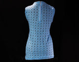XXS Blue Knit Shell - 1960s Sky Blue & Metallic Silver Summer Top - Sleeveless Sheer Knit Shirt - 60s Deadstock - Mint Condition - Bust 32