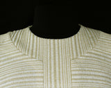 Size 8 Metallic Knit 60s Dress - Chic Lurex Twinkle Striped 1960s Cocktail - Short Sleeve Gold & Silvery Gray - NWT Deadstock - Bust 36