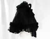 Authentic Victorian Cape - Antique 1890s Black Silk Capelet with Jet Beading, Sequins, and Chiffon Ruffles - 1900s Edwardian - Neck 16