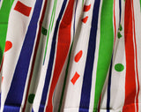 60s Mod Cotton Fabric - Over 3 Yards x 44.5 Inches - 1960s Canvas Yardage - Red White Blue Green Stripes & Geometric Shapes - B. Altman