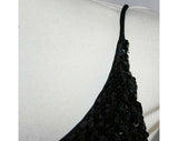 Size 8 Disco Party Dress - Black Sequin & Jersey Cocktail Dress - 70s Glamour - Strappy - Elegant 70s Evening - Empire - Bust 34.5 - 38989