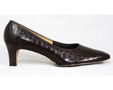 Size 7 Faux Alligator Shoes - Unworn 1960s Reptile Style Pumps - 7C Wide Width Brown Embossed Vinyl by Cotillion - Autumn 60s NOS Deadstock