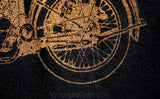 Men's Small Biker T Shirt - 1970s Vincent Motorcycle Tee - 70s Mens Retro T-Shirt - Black & Metallic Motor Cycle - Chest 37 - 33895