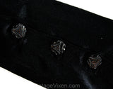 Long Black Gloves - Victorian Inspired Satin Stretch Knit Gloves - To The Elbow Opera Length 1950s - Deco Antique Glass Buttons At Wrist