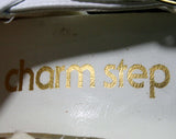Size 7 1960s Shoes - Go Go Girl White Slingback 60s Sandal - Peep Toes - 7N Narrow Width - Wet Look Vinyl - Mod - Charm Step - 43247-4