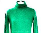 Size 10 Jade Green Cashmere Sweater - Luxurious Plush Knit Turtleneck Pullover from Italy - Spearmint Long Sleeve 80s Winter Top - Bust 33
