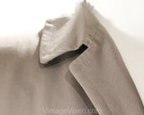 Mens Large 1940s Gabardine Coat - Exceptional 40s 50s Tan Wool Overcoat Outerwear - Convertible Flyer Label - Detachable Lining - Chest 44