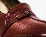 Size 7 AAAAA Leather Shoes - Unworn Deco Style Rust Brown Pumps - Sophisticated Secretary Chic 1950s 60s Heels - Deadstock with 1930s Appeal