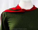 Size 6 Gucci Sweater - 1920s Inspired Flapper Style Designer Knit Top - Winter Spring - Small Sage Green & Cranberry Red Scottish Cashmere