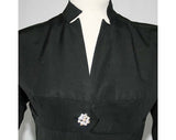 Size 6 Black Dress - 1950s Taffeta Wasp-Waisted Dress - 40s 50s New Look - Fit & Flare - Glamorous - Bust 35 -Waist 26 - 38991