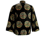 Black Dragons Asian Evening Jacket - Size Medium Large 1940s 50s Eastern Satin Brocade Formal Coat - Crane & Cloud Medallion - Bust 40